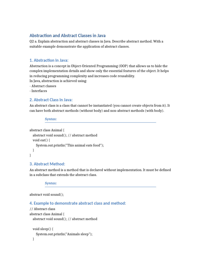 Abstraction and Abstract Classes Java | PDF