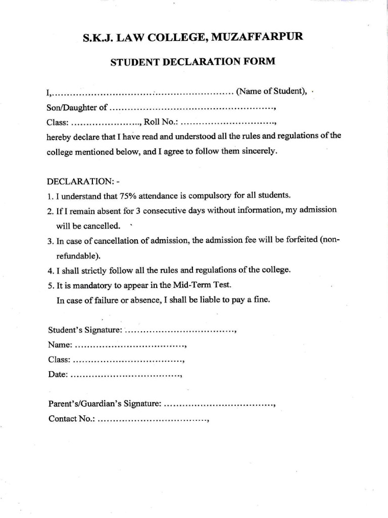Declarion Form | PDF