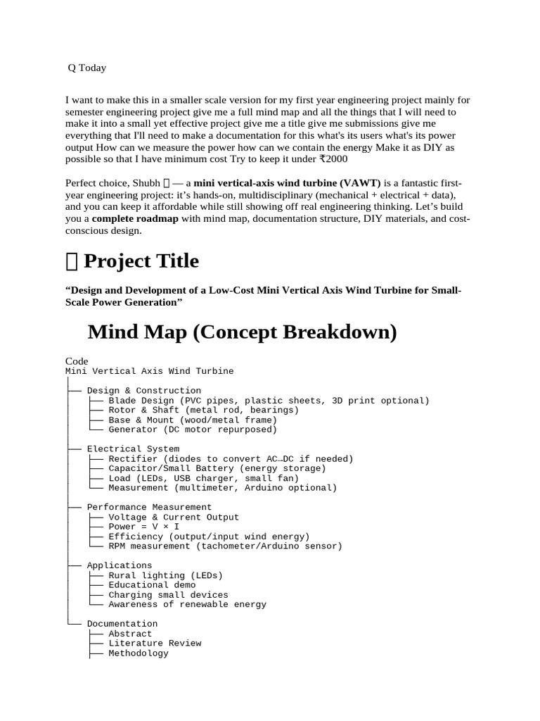 Mini Vertical Axis Wind Turbine Project Guide | PDF
