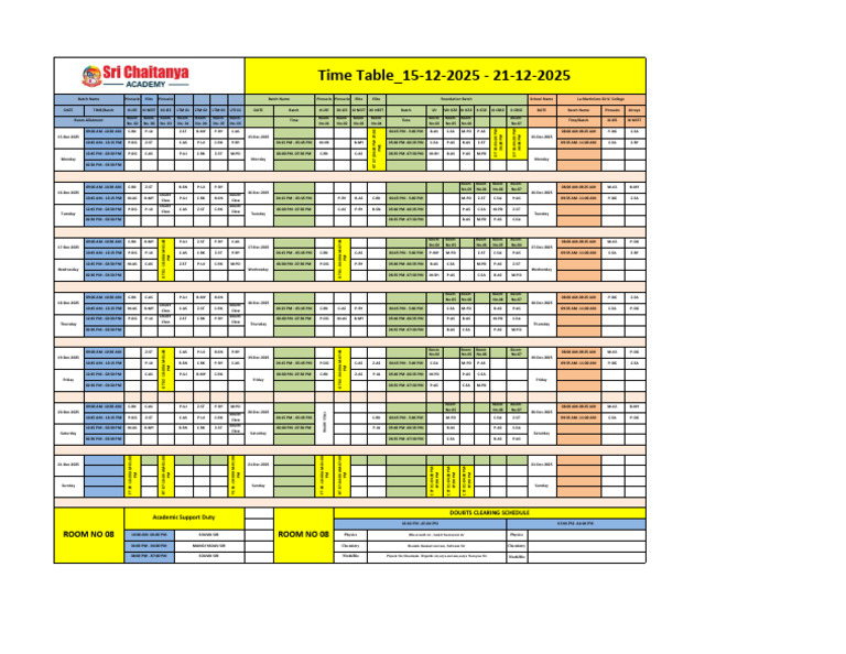 Sca Time Table 15 Dec-21 Dec (2) | PDF