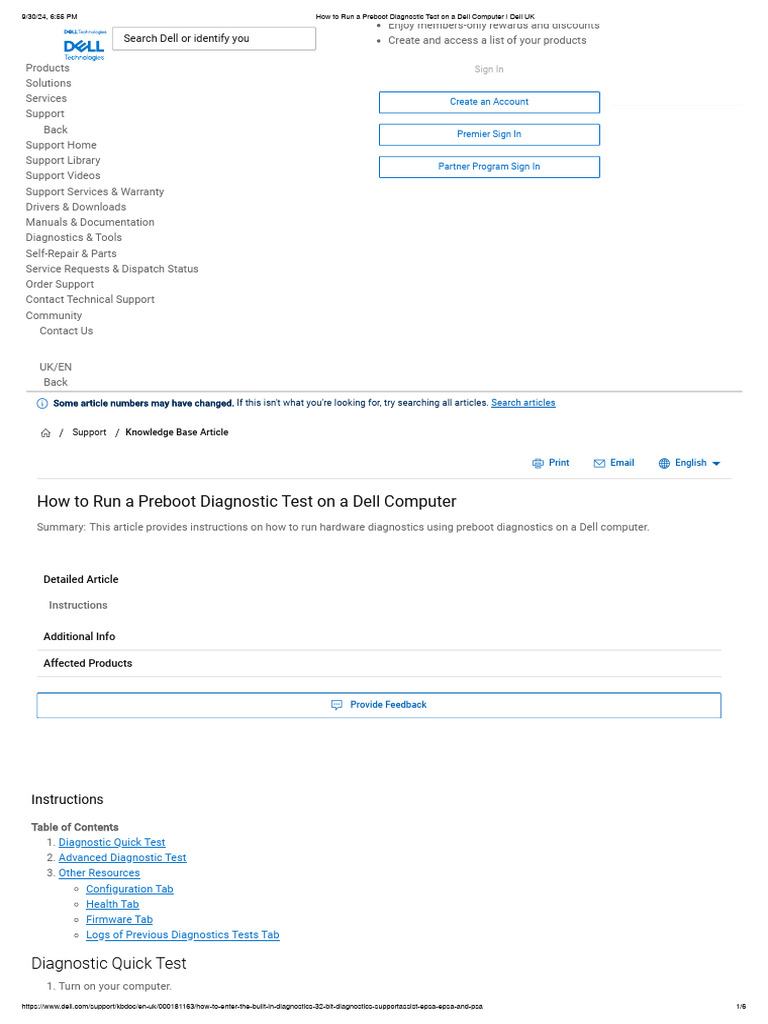 Run Dell Preboot Diagnostics Guide | PDF | Dell | Troubleshooting