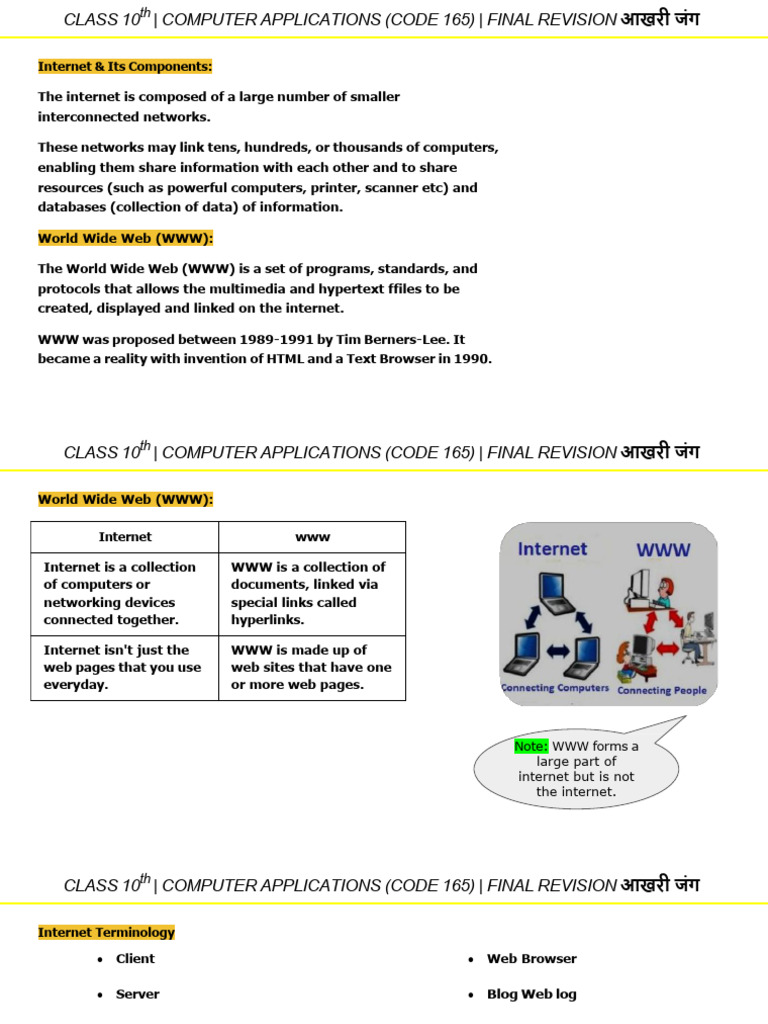 Class 10 Computer Applications Revision Guide | PDF | World Wide Web ...