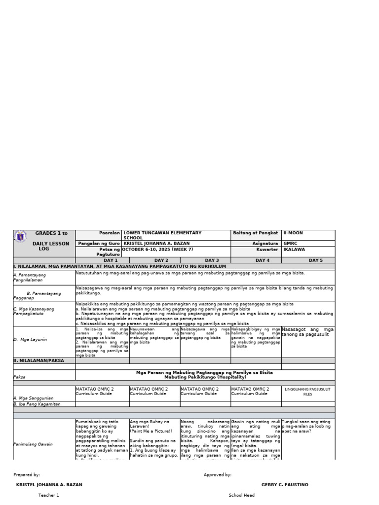 GMRC DLL Q2 Week 7 | PDF