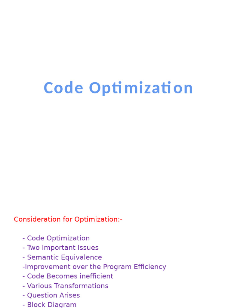 Code Optimization Techniques Explained | PDF | Program Optimization ...
