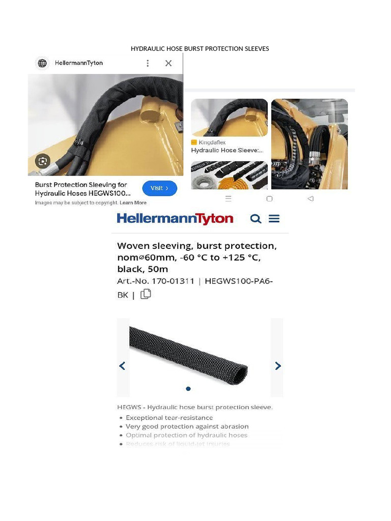 Hyd. Hose Burst Protection Sleeve | PDF