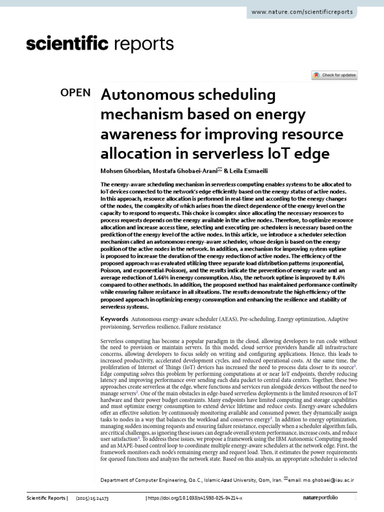 Energy-Aware Scheduler for Serverless IoT | PDF | Internet Of Things ...