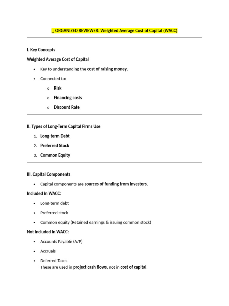 WACC: Key Concepts and Applications | PDF | Cost Of Capital | Risk Premium
