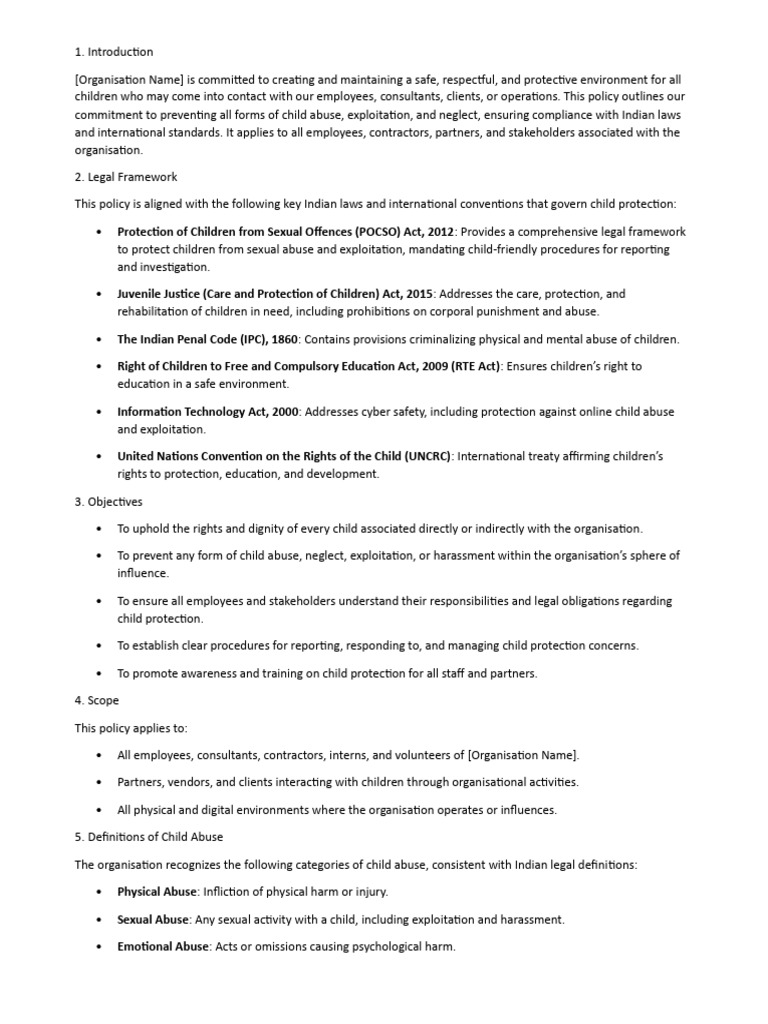 Child Protection Policy Overview | PDF | Child Abuse | Child Protection