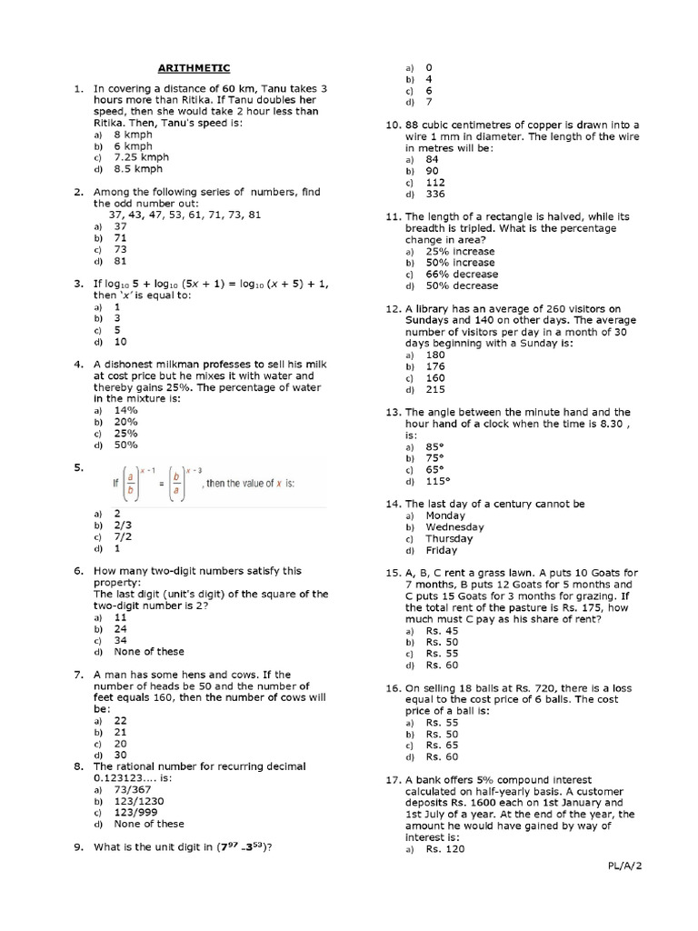 OSSC ALL Previous Year Arithmetic Questions (Recent) | PDF