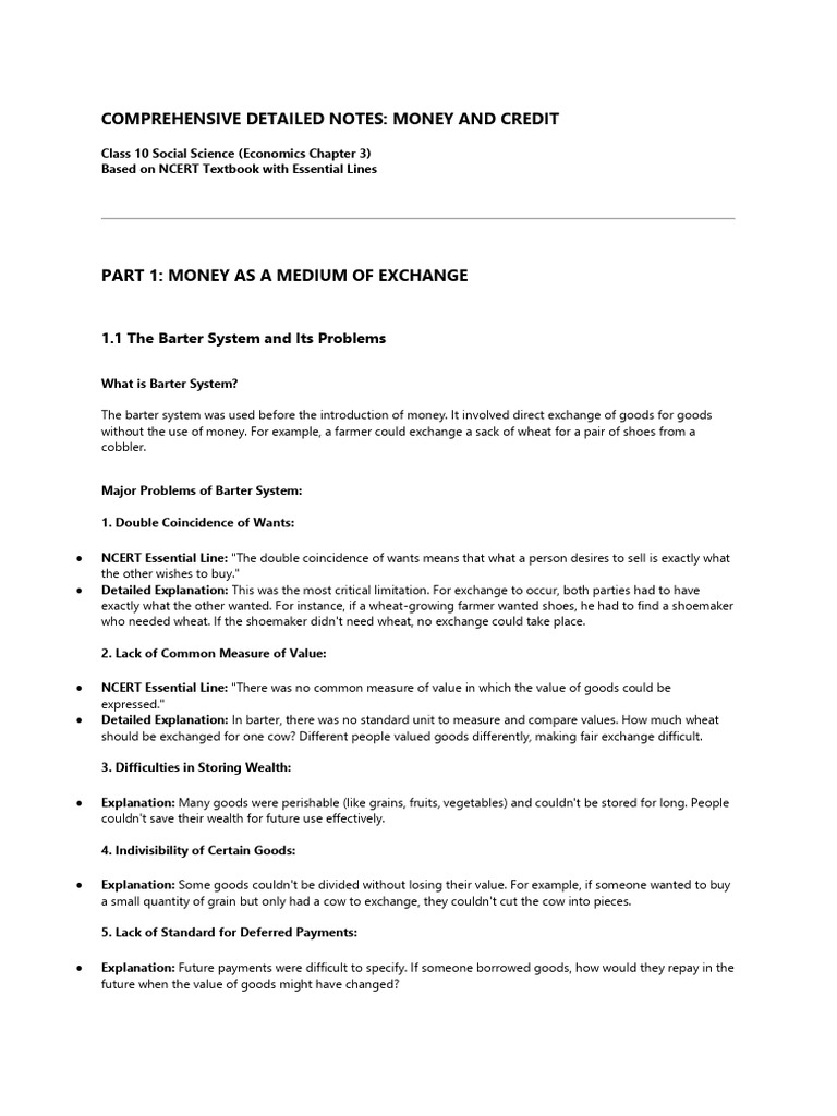 Understanding Money and Credit in Economics | PDF | Loans | Money