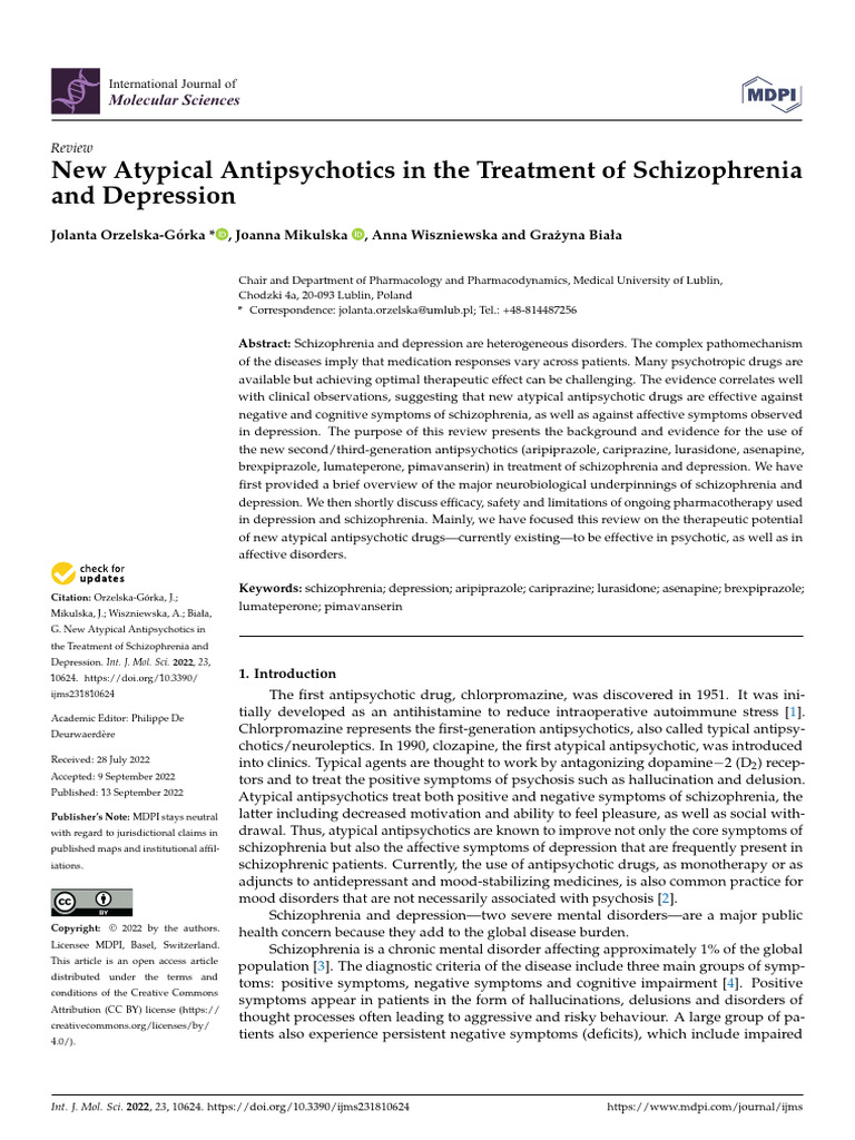 New Atypical Antipsychotics for Schizophrenia | PDF | Antipsychotic ...