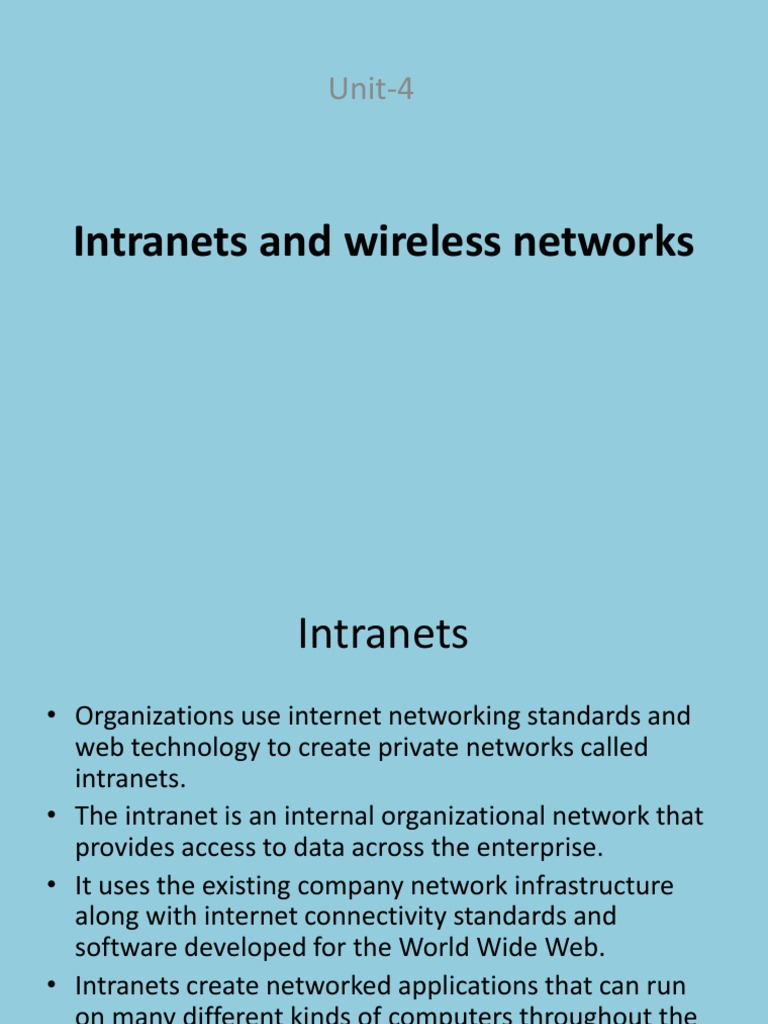 Intranets and Wireless Networking Overview | PDF | Wireless Lan ...