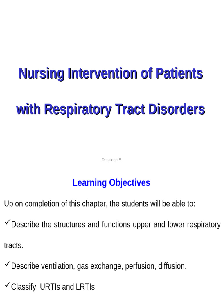 Nursing Care for Respiratory Disorders | PDF | Respiratory Tract ...