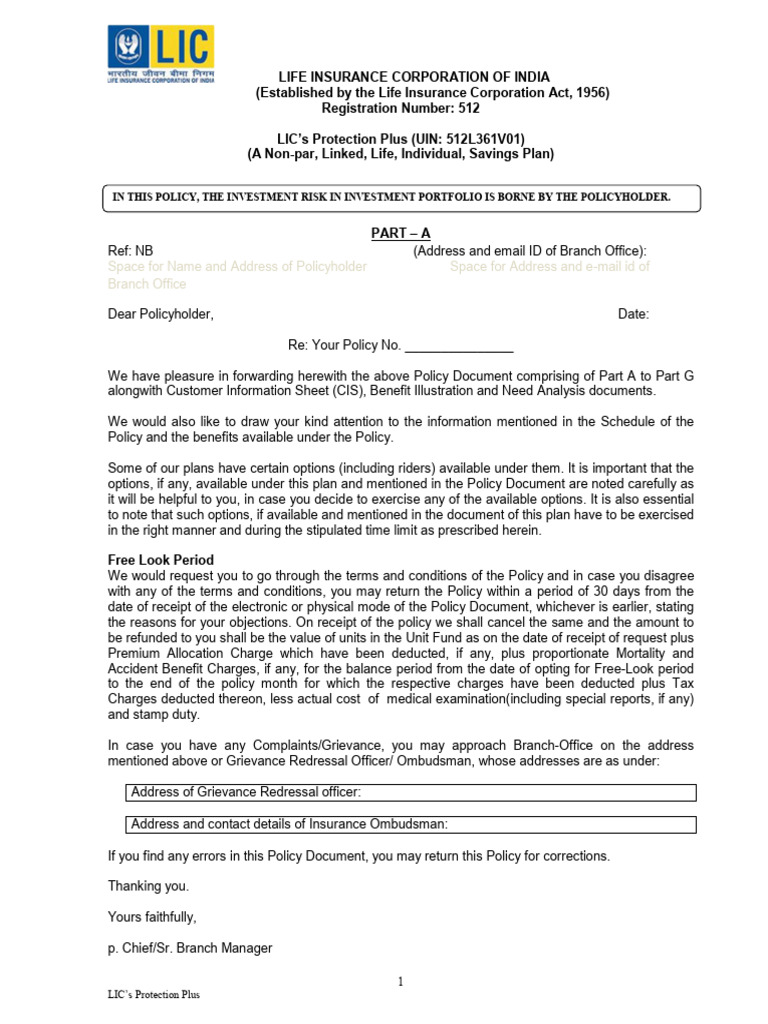 LIC Protection Plus Policy Overview | PDF | Insurance | Life Insurance