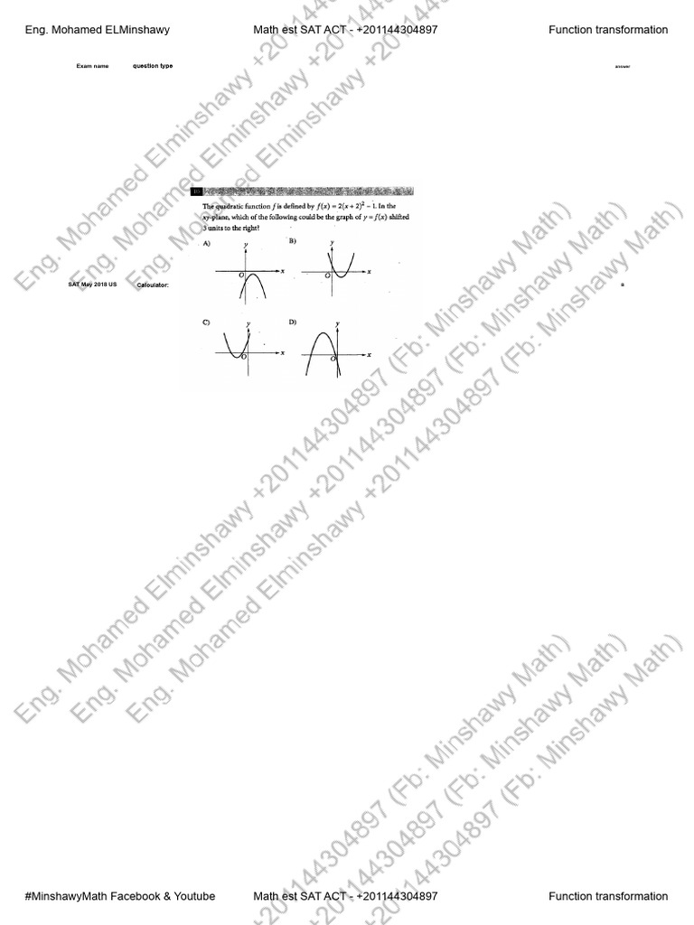 SAT Math Function Transformation Guide | PDF | Sat | Student Assessment ...