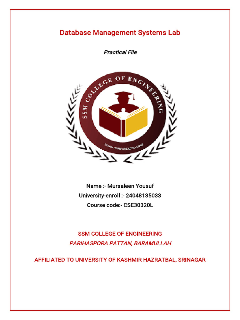 Database Management Systems Lab Report | PDF | Sql | Databases