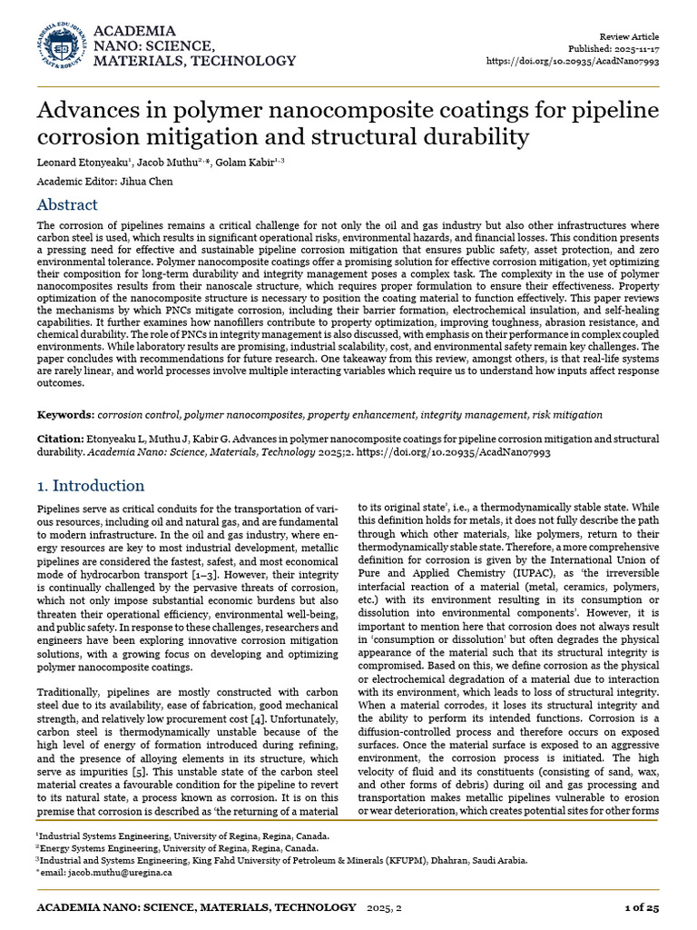 Advances in Polymer Nanocomposite Coatin | PDF | Corrosion | Nanocomposite