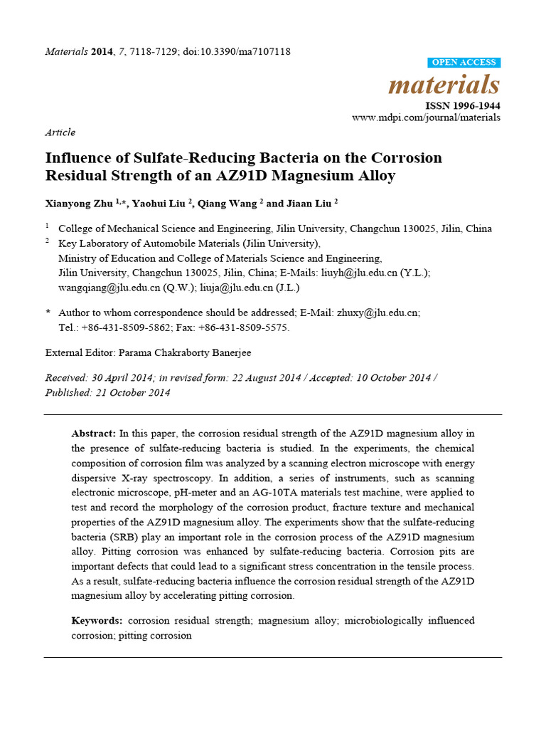 Influence of Sulfate-Reducing Bacteria On The Corr | PDF | Corrosion ...