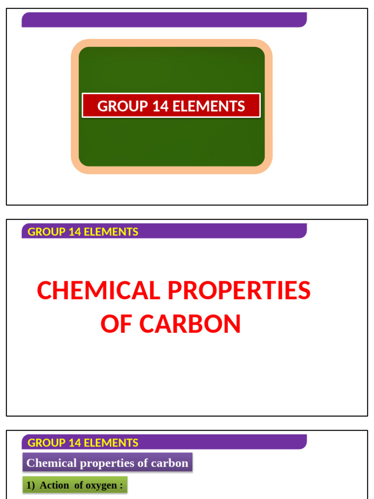 Chemical Properties of Group 14 Elements | PDF