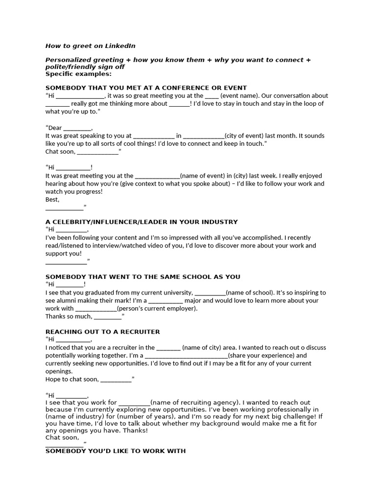 Effective LinkedIn Greeting Strategies | PDF