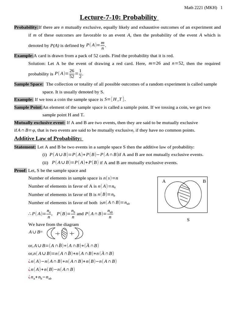 Lecture 7 10 Probability | PDF | Probability Distribution | Random Variable