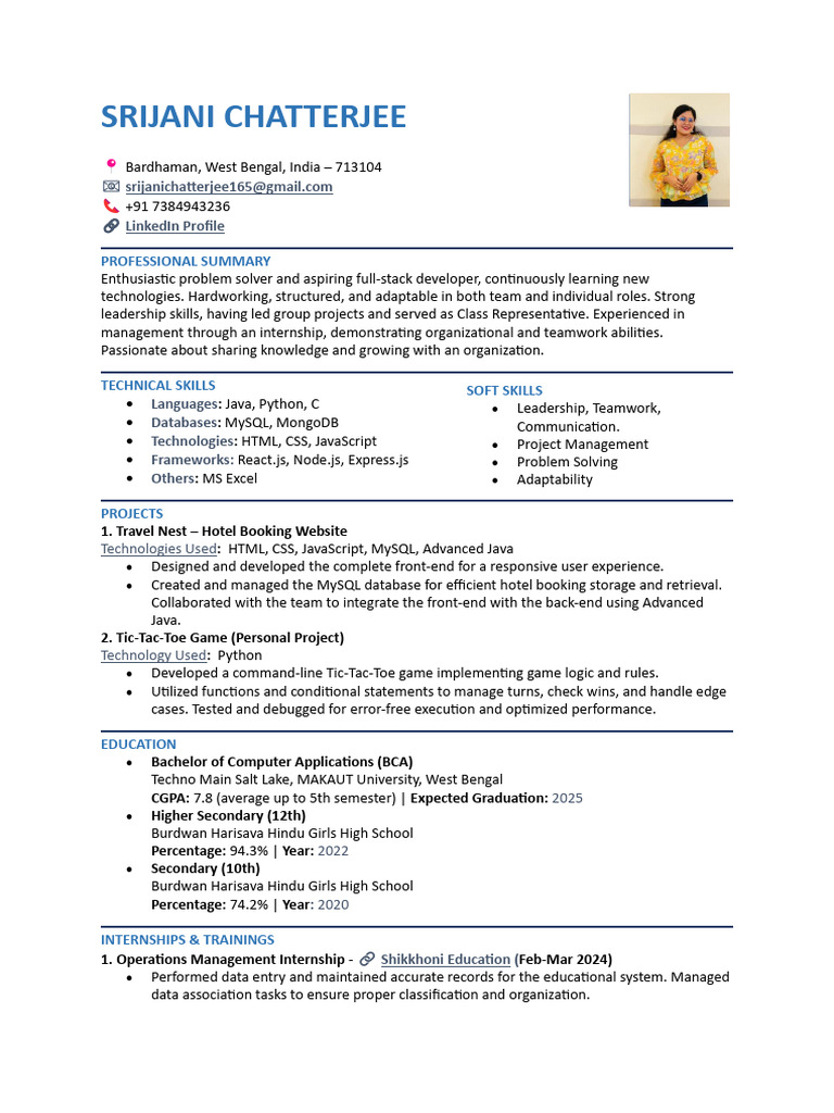 Aspiring Full-Stack Developer Resume | PDF | Java Script | My Sql