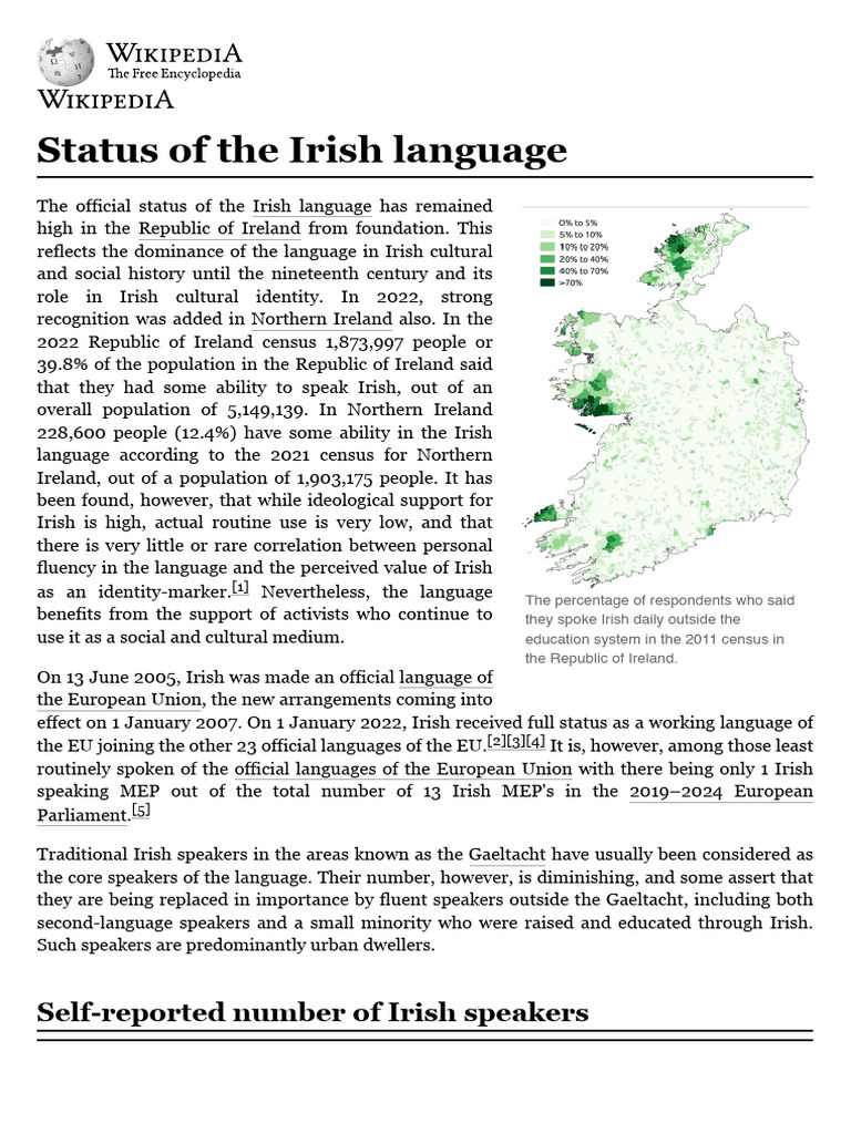 Irish Language Usage and Statistics | PDF | Irish Language | Northern ...