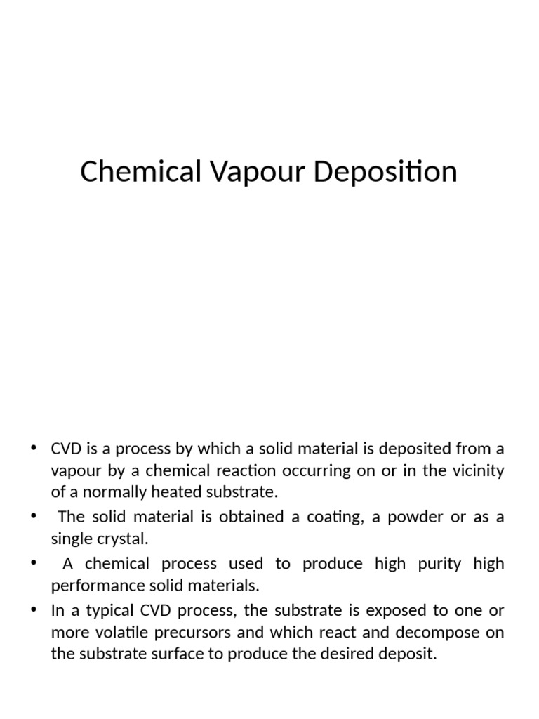 Chemical Vapour Depostion | PDF | Chemical Vapor Deposition | Thin Film