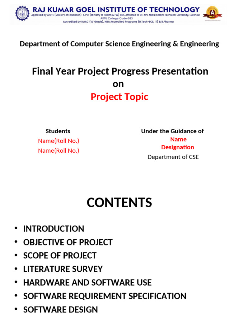 CSE Final Year Project Presentation Guide | PDF