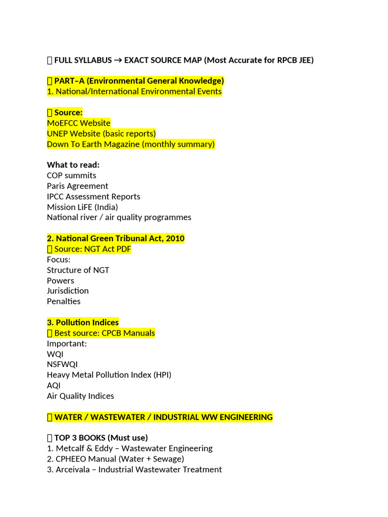 RPCB JEE Environmental Engineering Syllabus | PDF | Waste | Municipal ...