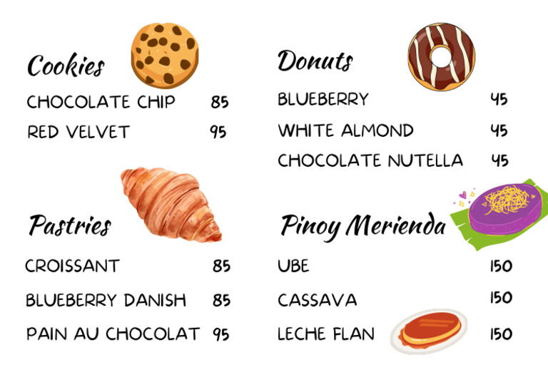 Cookies and Pastries Menu Options | PDF
