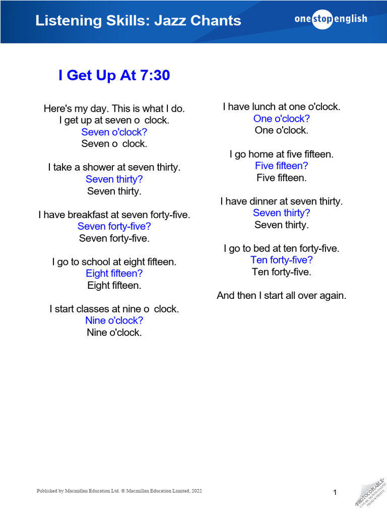 Jazz Chants for Listening Skills | PDF | Meal | Eating Behaviors Of Humans