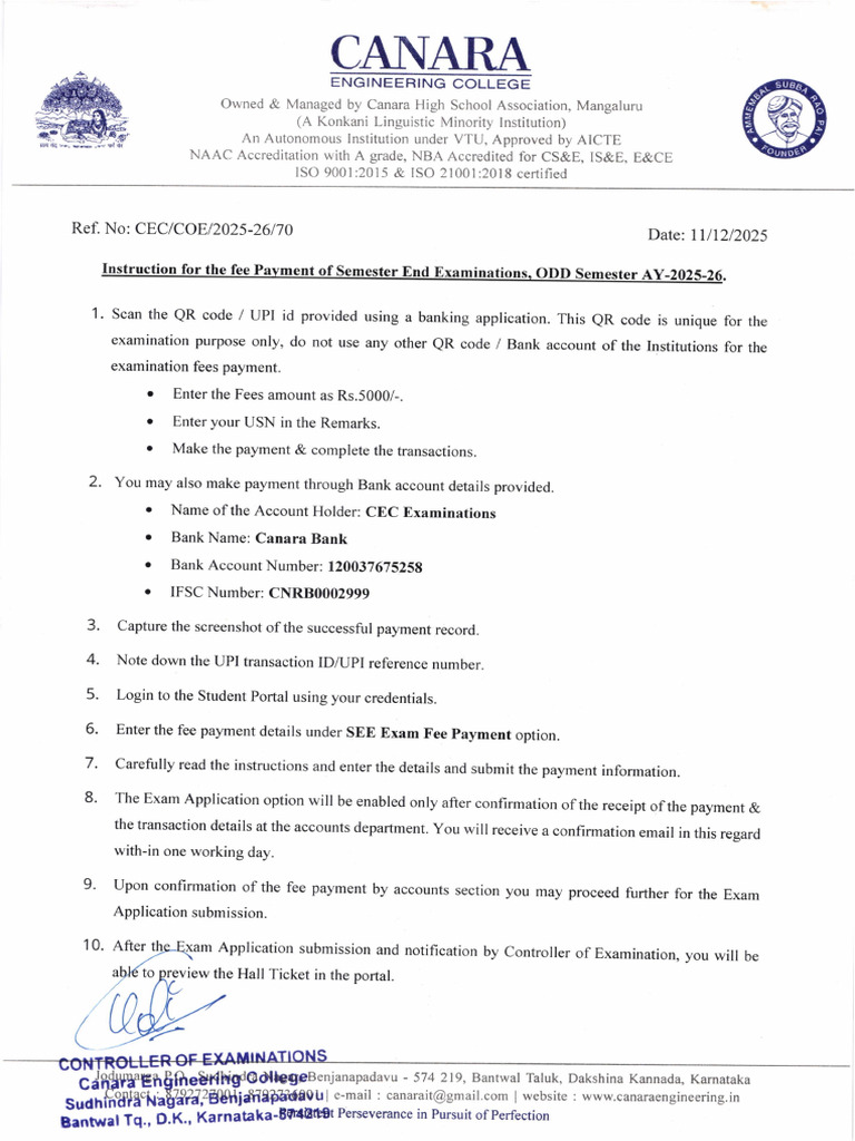 Fee Payment Instructions for Exams | PDF | Payments