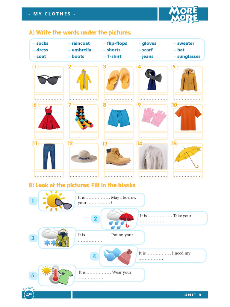 4th Grade Clothing and Weather Unit | PDF | Softlines (Retail) | Fashion