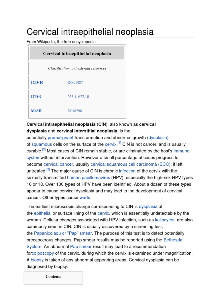 Cervical Intraepithelial Neoplasia | PDF