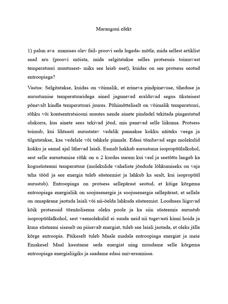 Marangoni Randel Rannamägi Chemistry Work | PDF