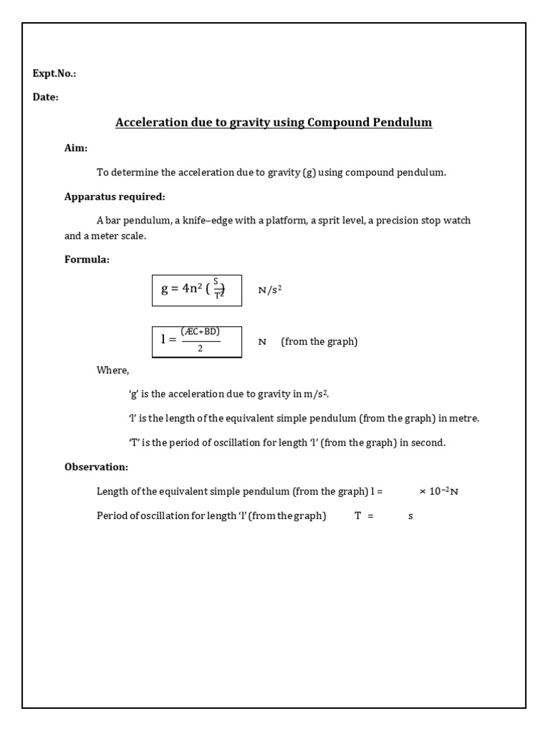 Compound Pendulum | PDF | Pendulum | Length