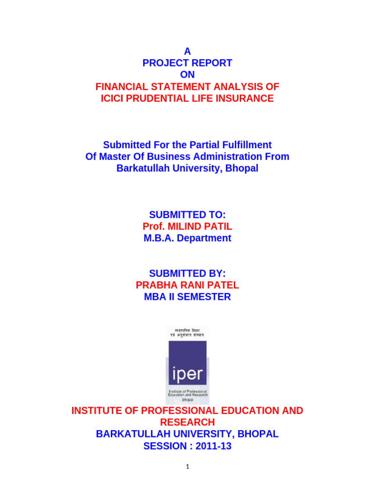 Financial Statement Analysis of ICICI Prudential Life Insurance | PDF ...
