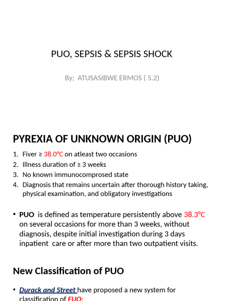 Understanding PUO, Sepsis, and Septic Shock | PDF | Sepsis | Shock ...
