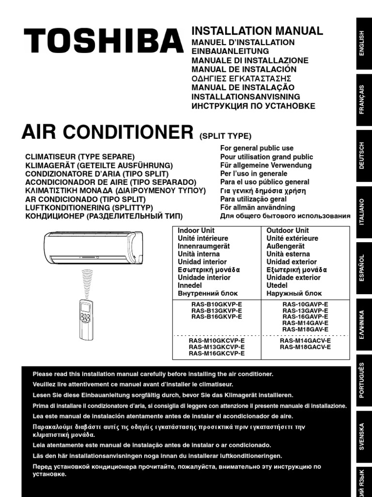 Toshiba Air Conditioner Installation Guide | PDF | Electrical Wiring ...