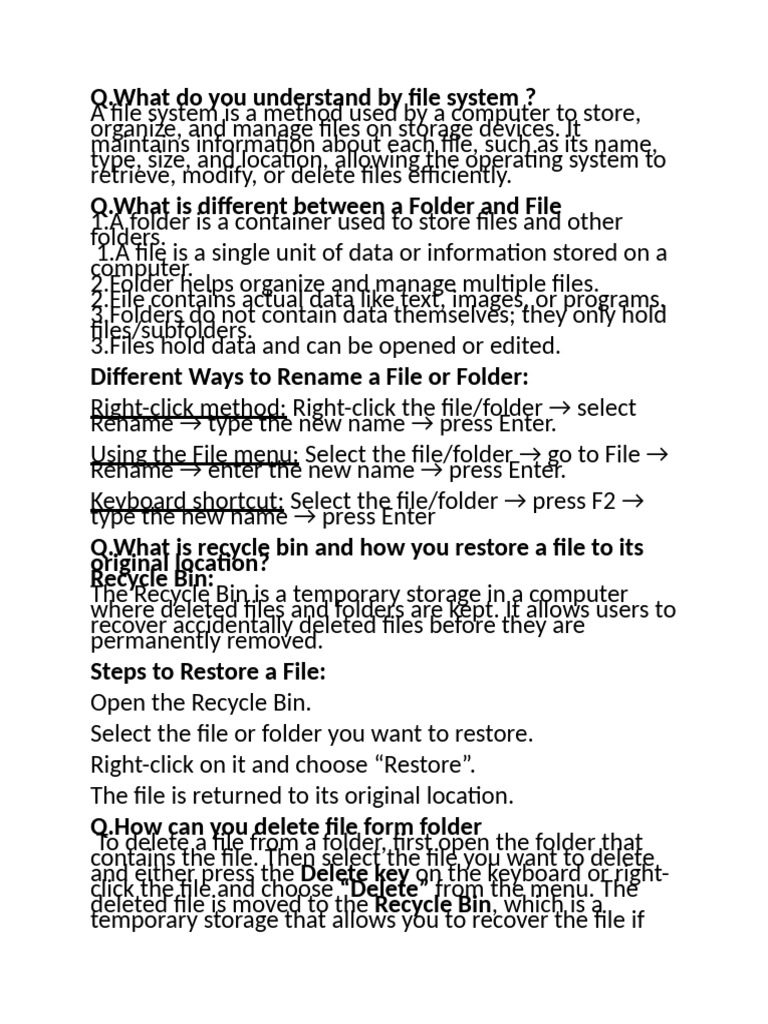 Q.what Do You Understand by File System (1) | PDF | Computer Virus ...