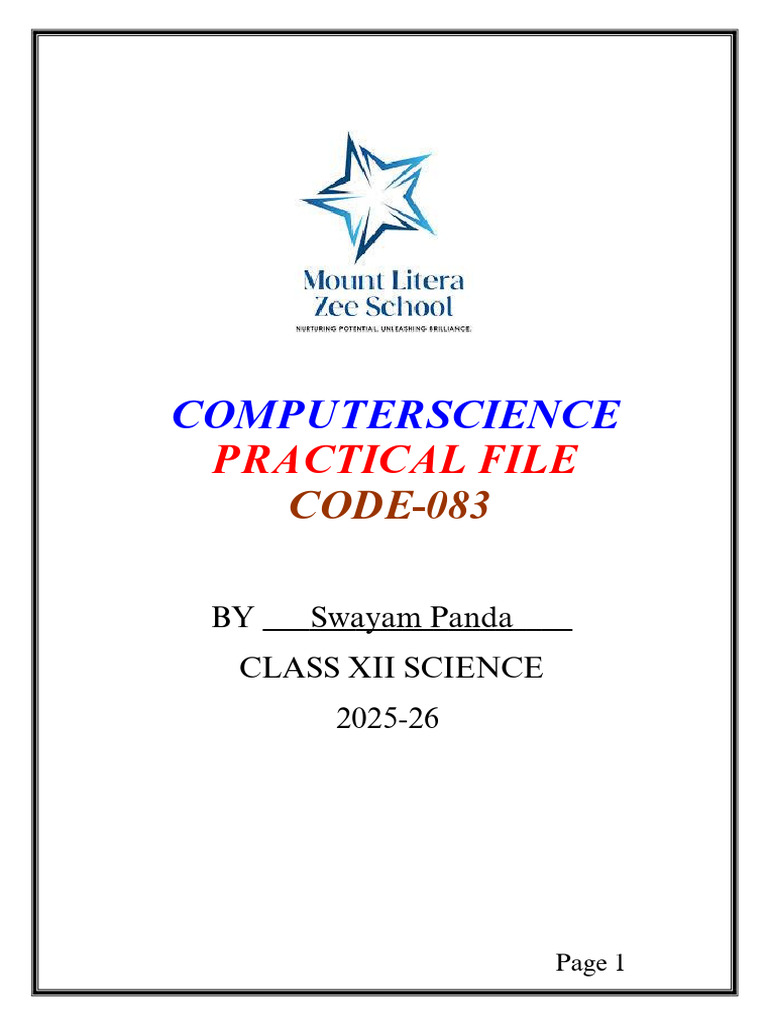 Class XII Computer Science Practical | PDF | Table (Database) | Data ...