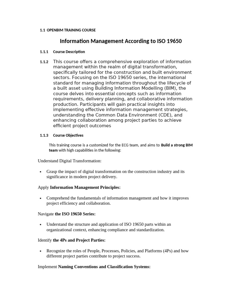 OpenBIM ISO 19650 Training Course | PDF | Building Information Modeling ...