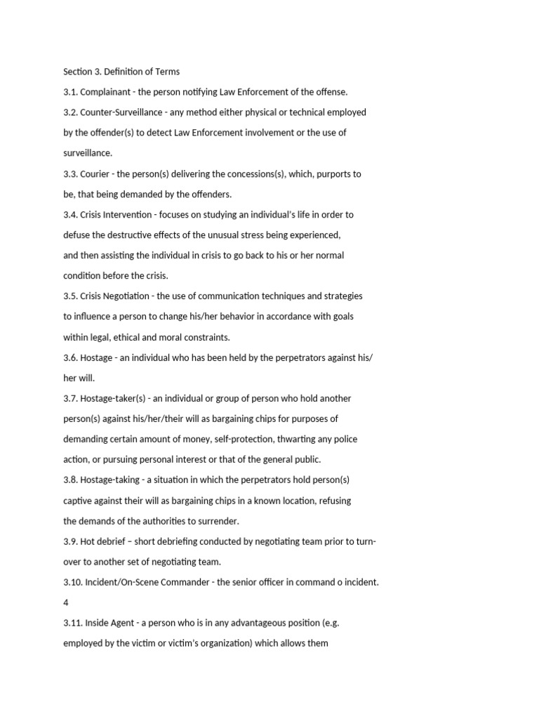 Key Terms in Hostage Situations | PDF
