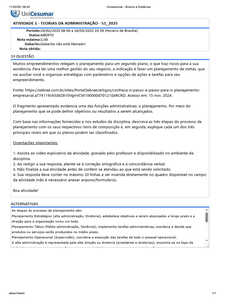 Etapas do Planejamento Empresarial | PDF | Planejamento | Planejamento ...