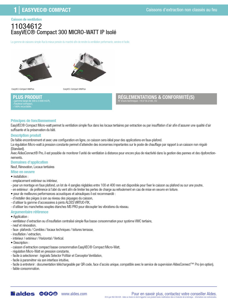 Caisson Ventilation EasyVEC® Compact 300 | PDF | Ventilation (Architecture)