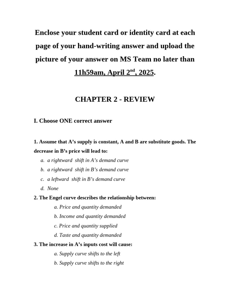 Chapter 2 - Review | PDF | Supply And Demand | Demand