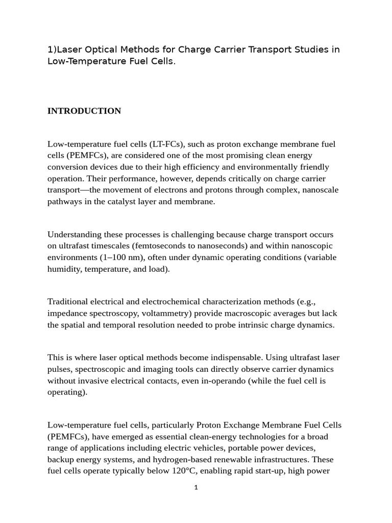 Laser Optical Methods For Charge Carrier Transport Studies in Low | PDF ...