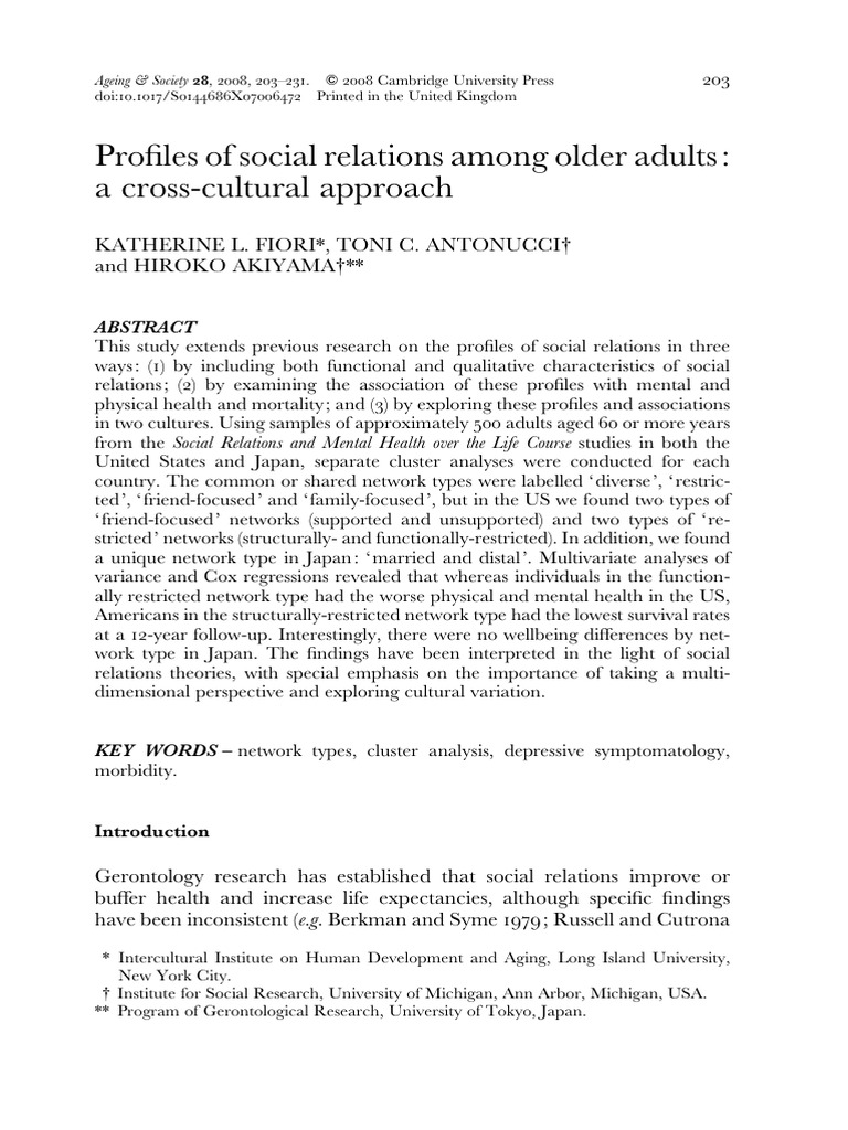 Social Networks and Health in Older Adults | PDF | Standard Score ...