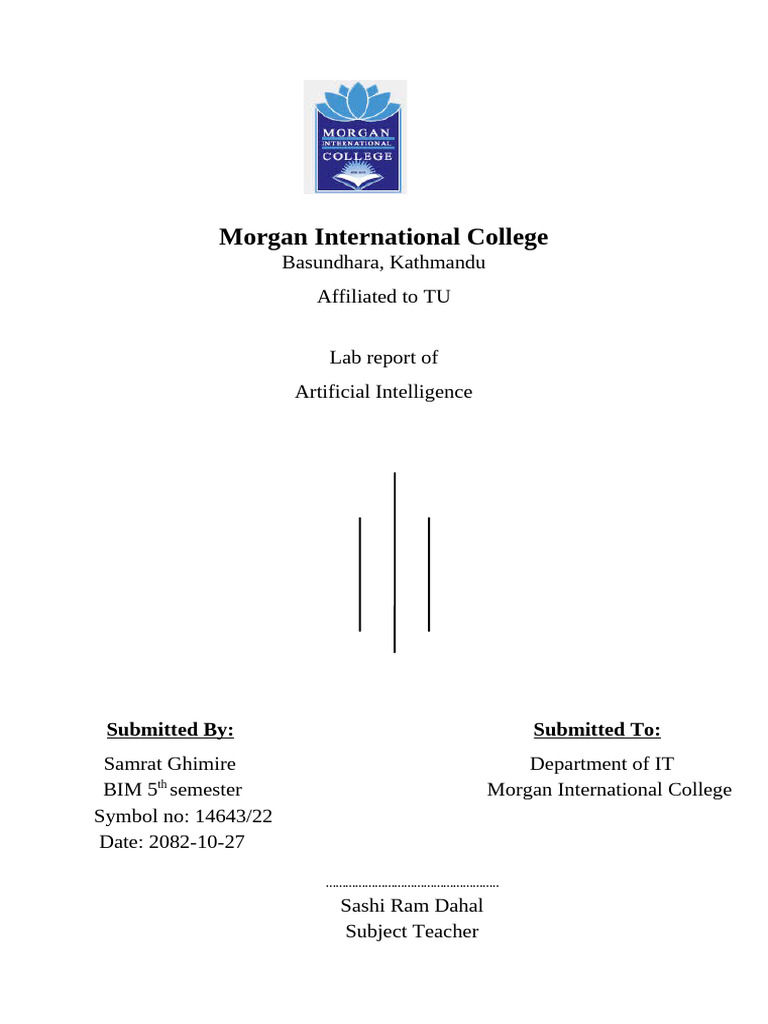 AI Lab Report - Morgan International College | PDF